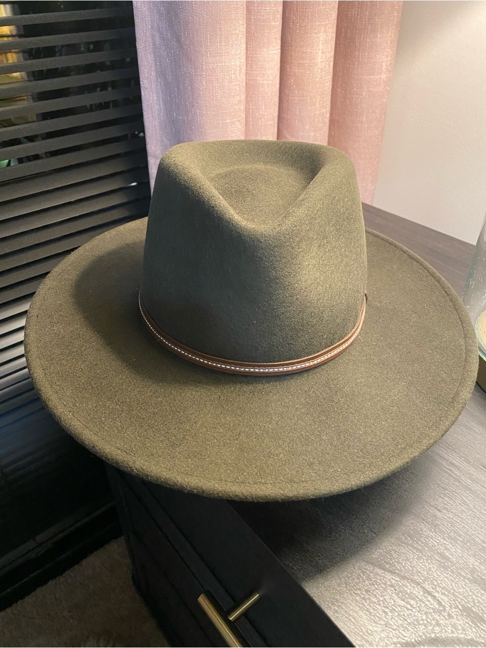 Stetson Olive Green Wool Ranch Hat with Brown Leather Band